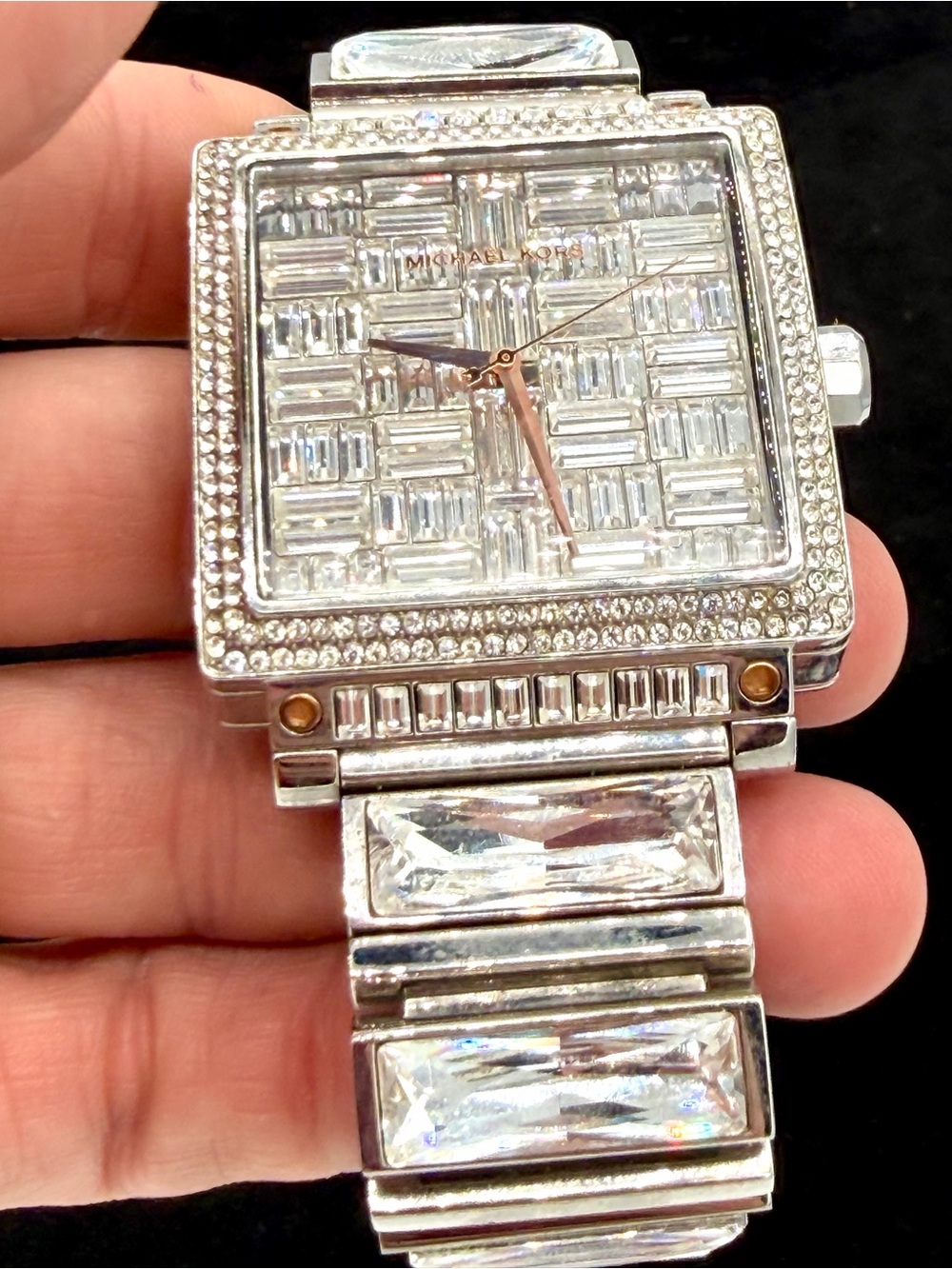 Michael Kors MK-5728 Women's Silver Crystal Pave Square Watch (Dead Battery) - Picture 4 of 15